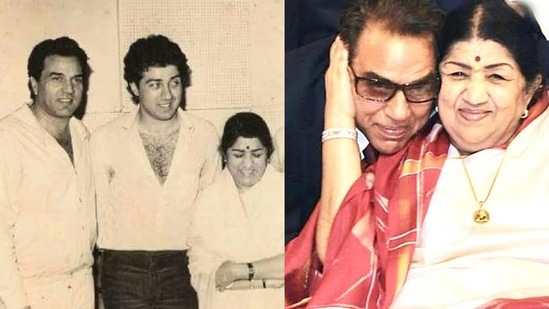 Dharmendra had featured in several songs sung by Lata Mangeshkar. He said, “The whole world is sad” as he shared a happy picture with her. Sunny Deol also shared a rare black and white picture of Dharmendra and Lata, also featuring him.&nbsp;