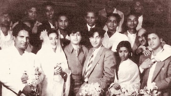 Lata Mangeshkar with Raj Kapoor, Nargis, and Shashi Kapoor.