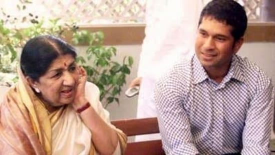 Lata Mangeshkar and Sachin Tendulkar during one of their meetings. 