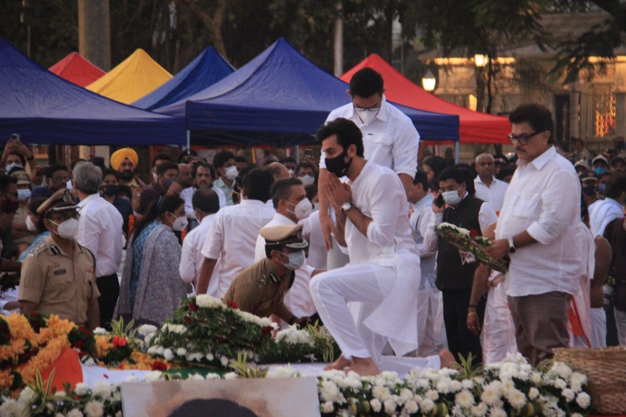Ranbir Kapoor at the funeral. Ranbir Kapoor at the funeral.