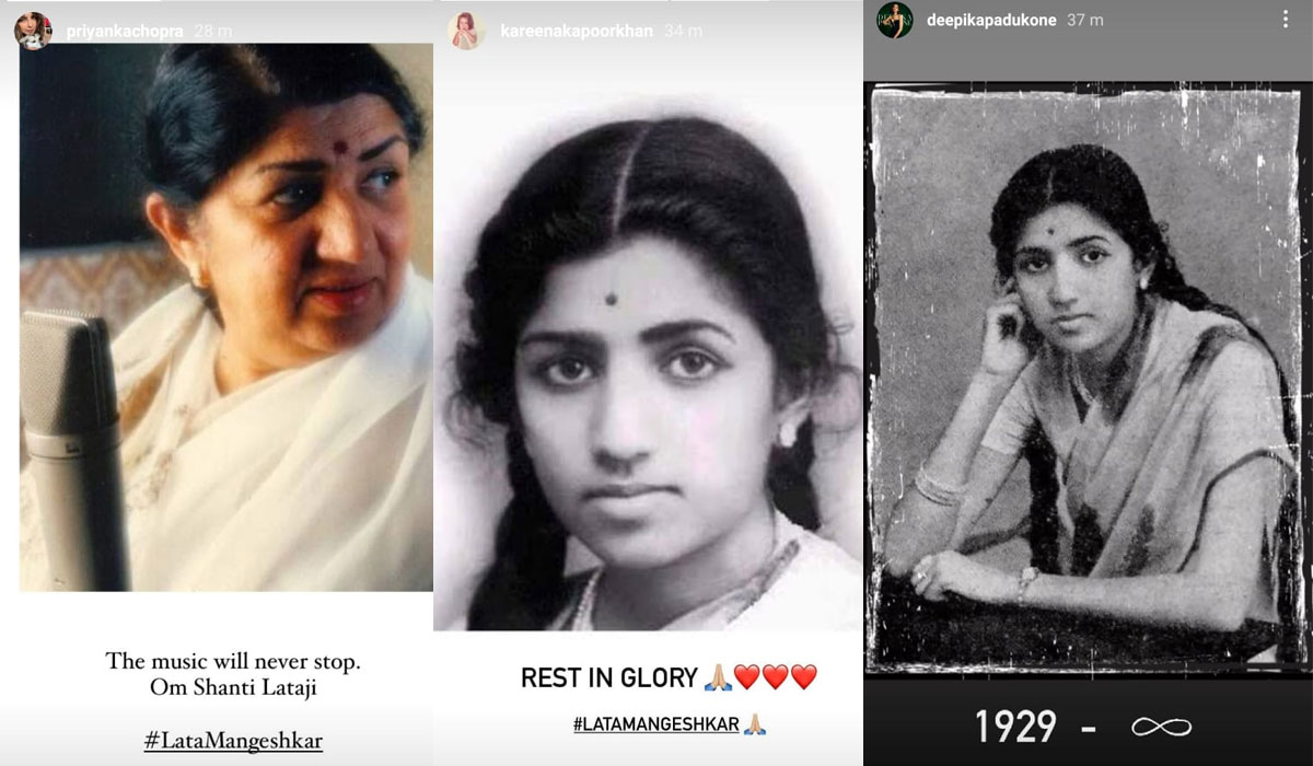 Priyanka Chopra, Kareena Kapoor and Deepika Padukone remembered Lata Mangeshkar.&nbsp;