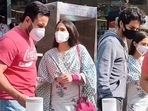 Saif Ali Khan spotted with his two oldest kids Sara and Ibrahim in Mumbai. Saif Ali Khan spotted with his two oldest kids Sara and Ibrahim in Mumbai.