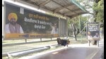 A hoarding put up by AAP in Mohali ahead of the Punjab assembly elections. (Keshav SIngh/HT)
