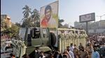Lata Mangeshkar's funeral procession in Mumbai. (REUTERS) Lata Mangeshkar's funeral procession in Mumbai. (REUTERS)