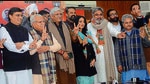Bollywood actress Mahie Gill and Punjabi actor Hobby Dhaliwal joined the BJP in the presence of Haryana chief minister Manohar Lal Khattar and Union minister and the party’s Punjab election in-charge Gajendra Shekhawat in Chandigarh on Monday. Besides, sitting chairmen of two corporations, Amarjit Singh Tikka and Sukhwinder Singh Bindra, and national secretary, Indian Youth Congress (IYC), Daaman Bajwa, also joined the BJP. (HT Photo)
