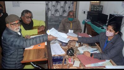 Congress’s Anugrah Narayan Singh filing his nomination papers from Allahabad North in Prayagraj on Monday. (HT Photo) Congress’s Anugrah Narayan Singh filing his nomination papers from Allahabad North in Prayagraj on Monday. (HT Photo)