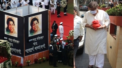 Lata Mangeshkar's nephew Aadinath Mangeshkar brought her ashes from Shivaji Stadium. (ANI/Varinder Chawla) Lata Mangeshkar's nephew Aadinath Mangeshkar brought her ashes from Shivaji Stadium. (ANI/Varinder Chawla)