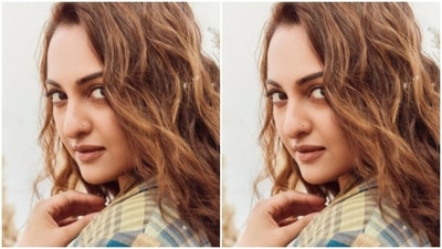 In a blue and ochre checkered overcoat, Sonakshi looked ravishing. (Instagram/@aslisona)