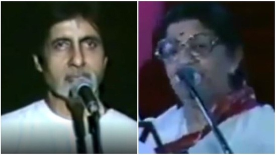 Amitabh Bachchan and Lata Mangeshkar at an event.