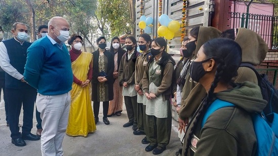 Amid the declining number of Covid-19 cases in the city, the Delhi Disaster Management Authority (DDMA) also decided to resume classes from nursery to 8 from February 14.(PTI)