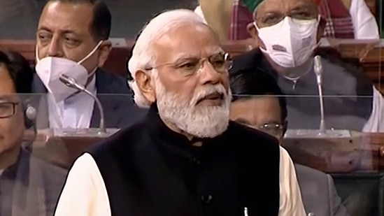 Prime Minister Narendra Modi speaks in the Lok Sabha during ongoing Budget Session of Parliament on Monday.(PTI) Prime Minister Narendra Modi speaks in the Lok Sabha during ongoing Budget Session of Parliament on Monday.(PTI)