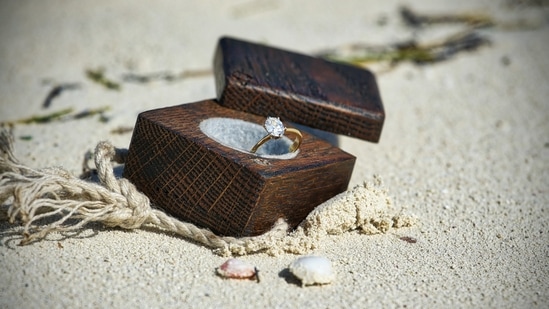 Propose Day 2022: The image shows a ring kept on a beach (representational image)(Unsplash)