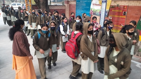 Schools in the city were briefly reopened before being closed again on December 28 last year in view of the third wave of Covid-19 driven by the Omicron variant.(HT Photo/Vipin Kumar)