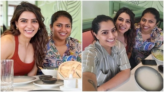 Samantha Ruth Prabhu with her friends Neerajaa Kona and Varalaxmi Sarathkumar.