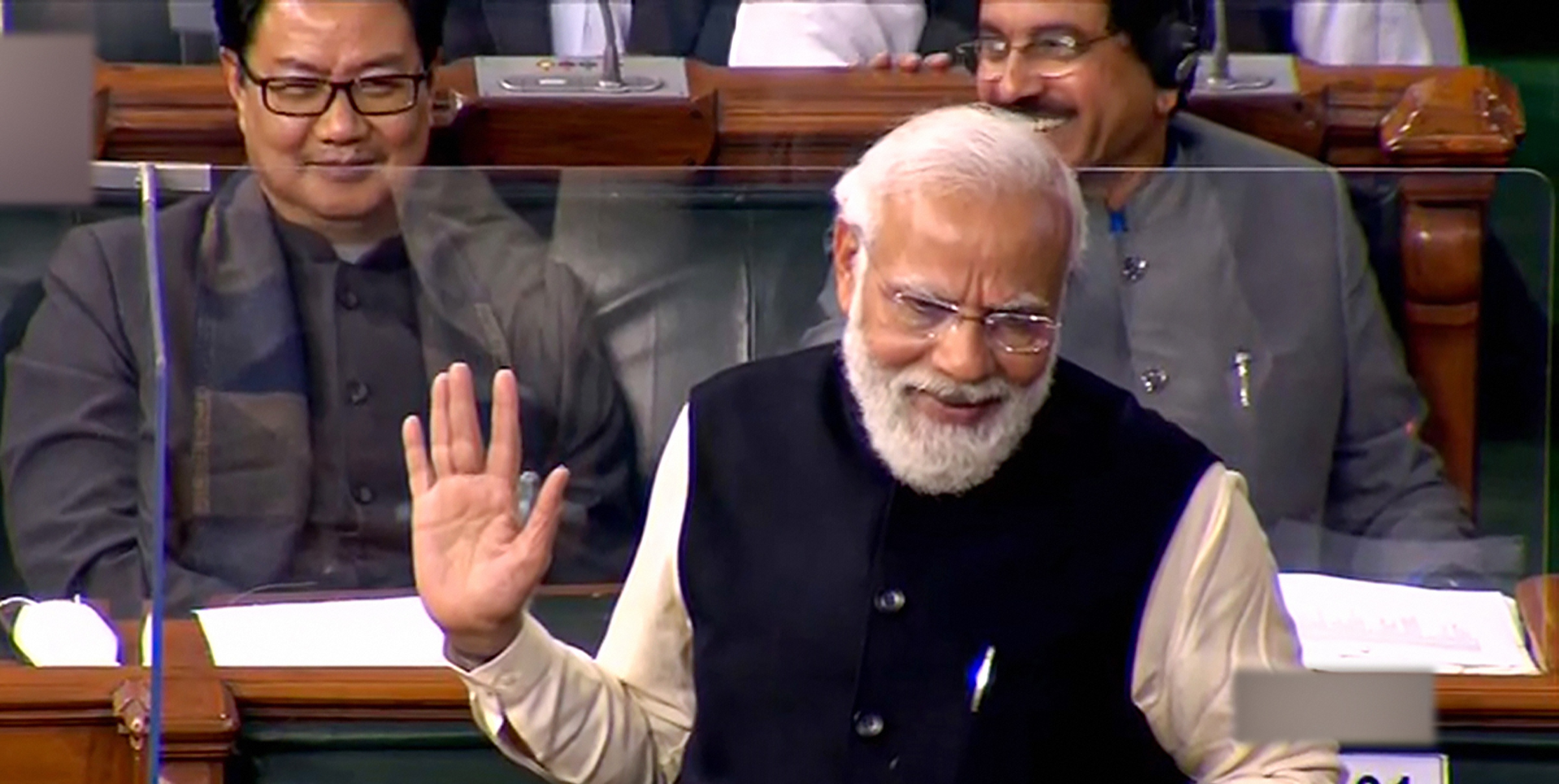 PM Narendra Modi speaks in the Lok Sabha during ongoing Budget Session of Parliament on Monday. (PTI) PM Narendra Modi speaks in the Lok Sabha during ongoing Budget Session of Parliament on Monday. (PTI)