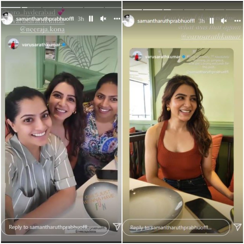 Varalaxmi shared pictures of Samantha. Varalaxmi shared pictures of Samantha.