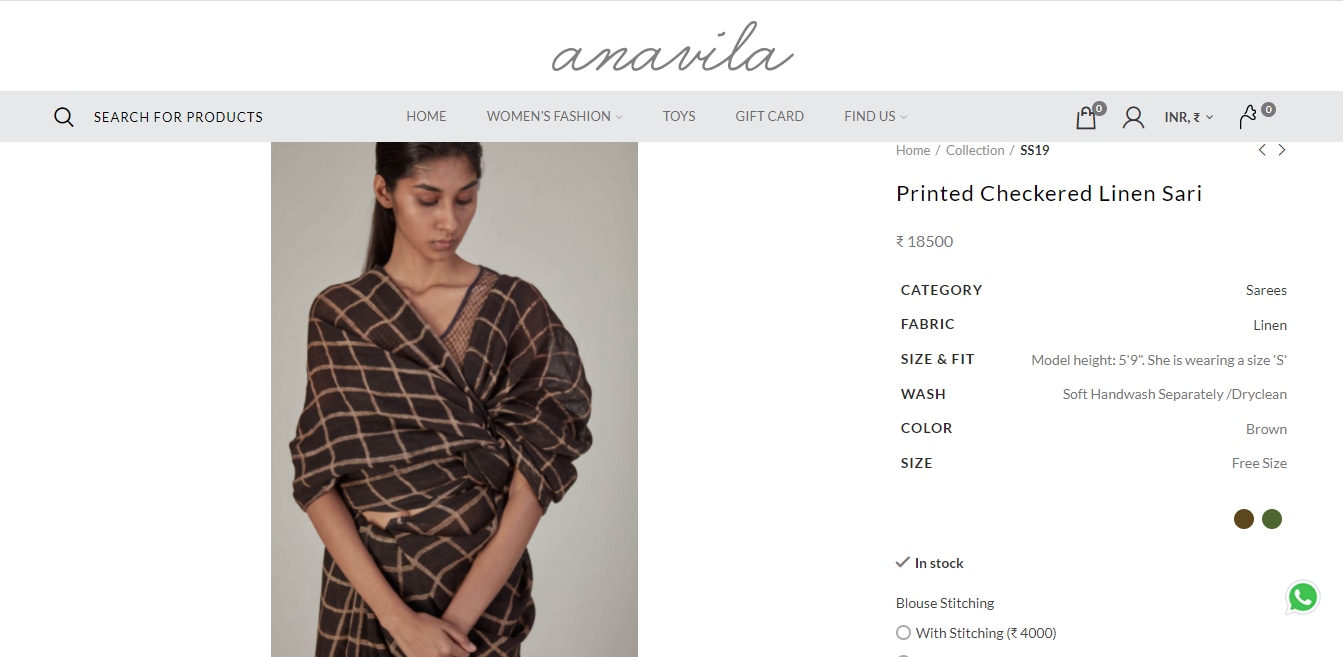 The Printed Checkered Linen Sari.&nbsp; (anavila.com)
