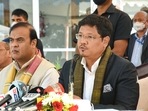 The Congress delegation, led by Congress Legislature Party (CLP) leader Ampareen Lyngdoh, handed over the letter of support to Conrad Sangma-led Meghalaya Democratic Alliance (MDA) government. (PTI) The Congress delegation, led by Congress Legislature Party (CLP) leader Ampareen Lyngdoh, handed over the letter of support to Conrad Sangma-led Meghalaya Democratic Alliance (MDA) government. (PTI)