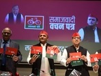 Samajwadi Party president Akhilesh Yadav releases the party's manifesto for UP assembly election in Lucknow, (Deepak Gupta/ HT Photo) Samajwadi Party president Akhilesh Yadav releases the party's manifesto for UP assembly election in Lucknow, (Deepak Gupta/ HT Photo)
