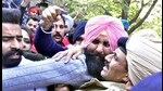 Lok Insaaf Party chief and MLA Simarjeet Singh Bains being taken away by the police from the Ludhiana Court Complex on Tuesday. (Gurpreet Singh/HT) Lok Insaaf Party chief and MLA Simarjeet Singh Bains being taken away by the police from the Ludhiana Court Complex on Tuesday. (Gurpreet Singh/HT)