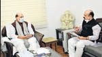 Karnataka CM Basavaraj Bommai彼は、Rajnath Singhに、国防省の下のSainik SchoolSocietyへの学校の引き渡しを承認するように要求しました。 （PTI）