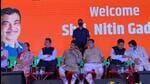Goa election: The BJP has promised no hike in state duties on motor fuel for three years to counter the Congress promise to cap fuel at <span class='webrupee'>₹</span>80 a litre (Twitter/@nitin_gadkari) Goa election: The BJP has promised no hike in state duties on motor fuel for three years to counter the Congress promise to cap fuel at <span class='webrupee'>₹</span>80 a litre (Twitter/@nitin_gadkari)