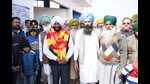 AAP’s Kulwant Singh campaigning in Mohali on Tuesday ahead of the Punjab assembly elections. (HT Photp)