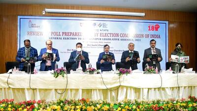 An Election Commission of India (ECI) delegation led by CEC Sushil Chandra arrived in Imphal on Monday on a two-day visit to Manipur to review the status of poll preparedness for the ensuing 12th general election to the state Assembly. (ANI Photo) An Election Commission of India (ECI) delegation led by CEC Sushil Chandra arrived in Imphal on Monday on a two-day visit to Manipur to review the status of poll preparedness for the ensuing 12th general election to the state Assembly. (ANI Photo)
