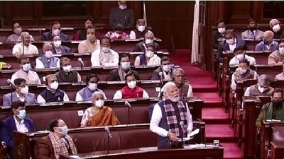 Prime Minister Narendra Modi replying to motion of thanks to President's address in the Rajya Sabha on Tuesday.