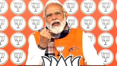 Prime Minister Narendra Modi virtually addresses rally for the people of Uttar Pradesh. (ANI) Prime Minister Narendra Modi virtually addresses rally for the people of Uttar Pradesh. (ANI)
