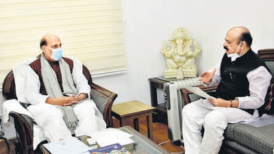 Karnataka CM Basavaraj Bommai He requested Rajnath Singh to approve handing over the school to Sainik School Society under the Ministry of Defence. (PTI)
