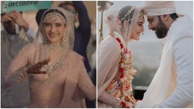 Karishma Tanna and Varun Bangera on their wedding day. Karishma Tanna and Varun Bangera on their wedding day.