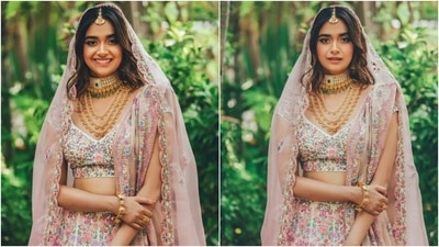 Keerthy convinced her fans to ditch red for their wedding and bring fun to their special day. She teamed the look with ornate pastel-hued jewellery pieces and subtle make-up. As for the red anarkali, if you plan to wear an ethnic ensemble for Valentine's Day dinner with your beau, this is a great pick. (Instagram/@archamehta) Keerthy convinced her fans to ditch red for their wedding and bring fun to their special day. She teamed the look with ornate pastel-hued jewellery pieces and subtle make-up. As for the red anarkali, if you plan to wear an ethnic ensemble for Valentine's Day dinner with your beau, this is a great pick. (Instagram/@archamehta)