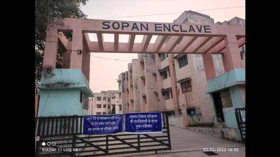 An LDA official said the civic body had cleared the encroachments several times from Sopan Apartment but encroachers kept on returning (HT Photo)