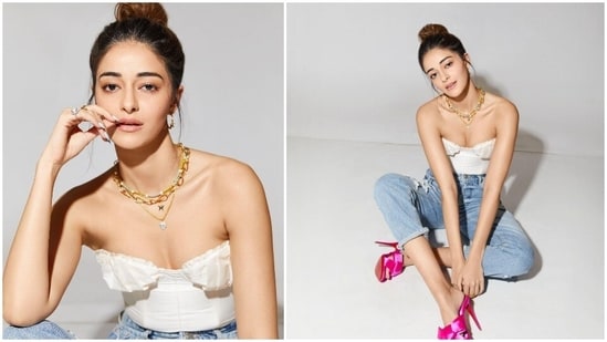The actors of Gehraiyaan, Deepika Padukone, Ananya Panday, Siddhant Chaturvedi and Dhairya Karwa have been leaving no stone unturned in promoting their film for over a month now. They have been stealing the limelight everywhere they're going with their stylish outfits. Ananya Panday, who has been grabbing eyeballs with her bodycon dresses and mini skirts, was recently spotted acing the denim and corset look.(Instagram/@ananyapanday)