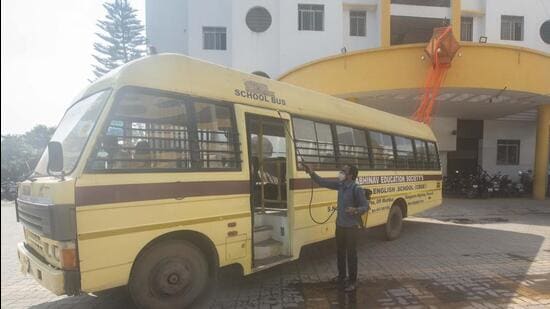 School bus owners highlighted how it’s difficult for them to ply buses for such short and irregular hours for the students (Pratham Gokhale/HT Photo)