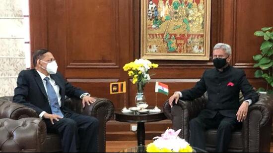 External affairs minister S Jaishankar said India will “always stand with Sri Lanka during its times of need”, and his Lankan counterpart GL Peiris “expressed gratitude for India’s recent assistance”. (Twitter/SLinIndia) External affairs minister S Jaishankar said India will “always stand with Sri Lanka during its times of need”, and his Lankan counterpart GL Peiris “expressed gratitude for India’s recent assistance”. (Twitter/SLinIndia)