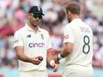England's James Anderson and Stuart Broad.