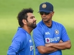 Indian captain Rohit Sharma with team head coach Rahul Dravid during the training session ahead of the second ODI cricket match between India and West Indies, at the Narendra Modi Stadium, in Ahmedabad. Indian captain Rohit Sharma with team head coach Rahul Dravid during the training session ahead of the second ODI cricket match between India and West Indies, at the Narendra Modi Stadium, in Ahmedabad.