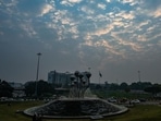 Near AIIMS roundabout, on Tuesday. (Amal KS/Hindustan Times) Near AIIMS roundabout, on Tuesday. (Amal KS/Hindustan Times)