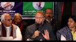 All India Majlis-e-Ittehadul Muslimeen (AIMIM) national president Asaduddin Owaisi is playing the Muslim-Dalit-OBC card in public meetings and raising issues of social justice and upliftment of weaker sections of society. (Deepa gupta/HT FIle photo)