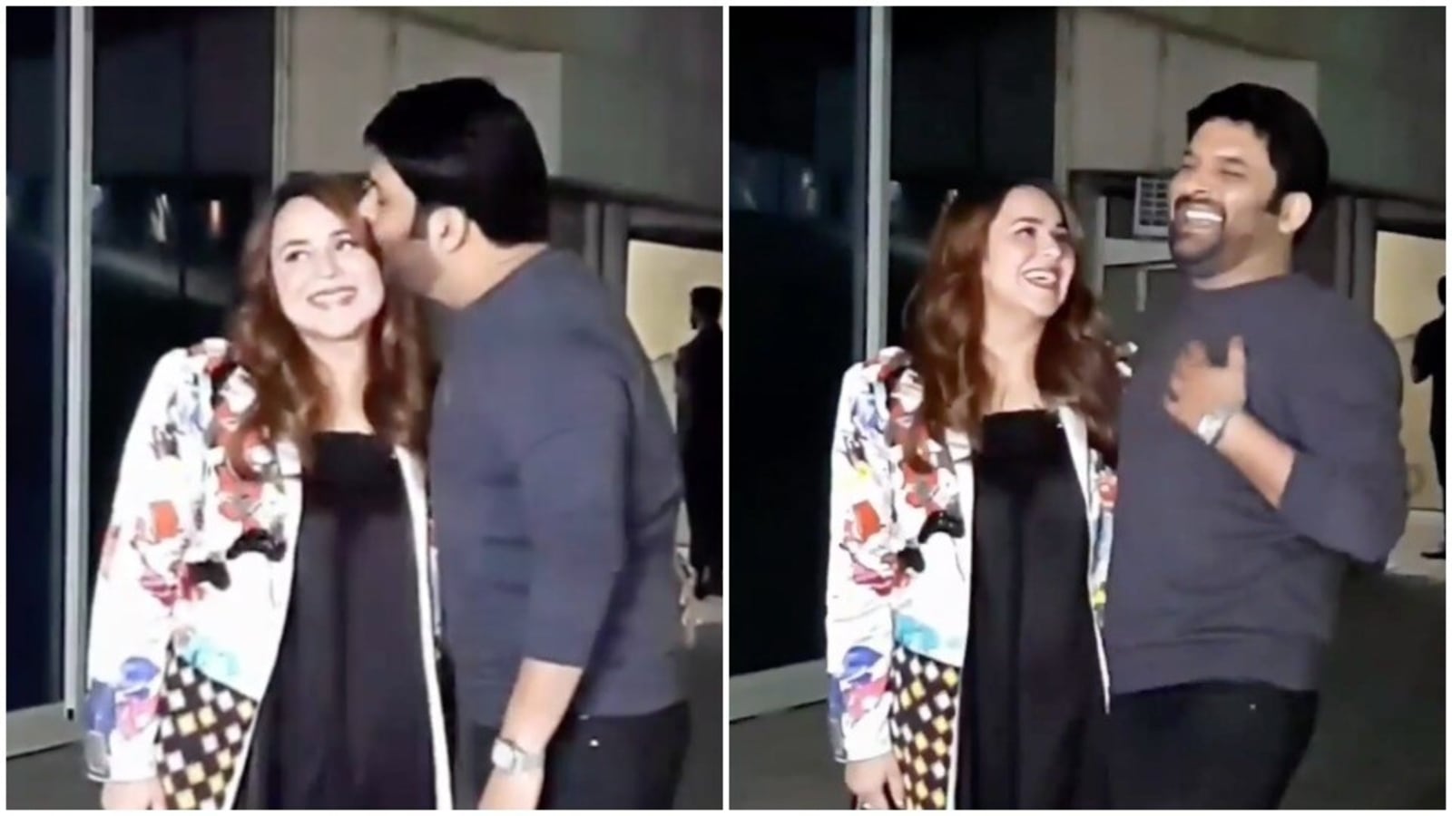 Kapil gives Ginni a kiss at Gehraiyaan screening, blushes as paps tease them