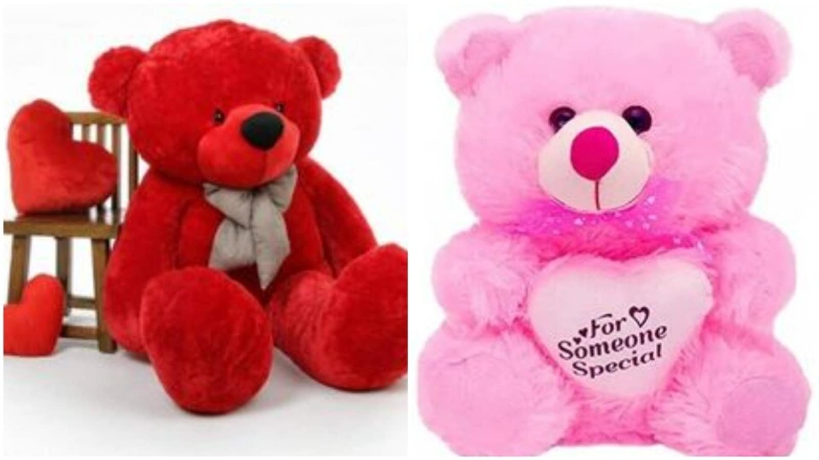 Red and pink store teddy bear