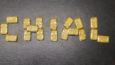The gold biscuits seized by the Ludhiana customs officials from Chandigarh international airport. (HT Photo)