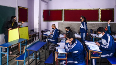 Schools reopened in the Capital on Monday. (Amal KS/HT) Schools reopened in the Capital on Monday. (Amal KS/HT)