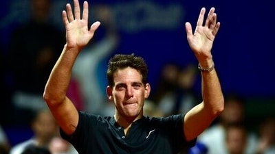 Juan Martin Del Potro waves to fans after losing to Federico Delbonis 6-3, 6-1, at the end of an Argentina Open tennis match at Guillermo Vilas Stadium in Buenos Aires, Argentina. (AP) Juan Martin Del Potro waves to fans after losing to Federico Delbonis 6-3, 6-1, at the end of an Argentina Open tennis match at Guillermo Vilas Stadium in Buenos Aires, Argentina. (AP)