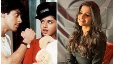 Bhagyashree co-starred with Salman Khan in Maine Pyar Kiya. Bhagyashree co-starred with Salman Khan in Maine Pyar Kiya. 