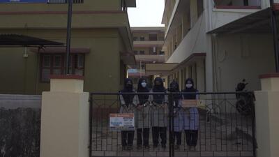 The hijab controversy erupted last month when eight Muslim girls at the government pre-university college in Udupi alleged they were denied entry to classrooms after they started wearing headscarves. Five of them are pictured here. (HT File) The hijab controversy erupted last month when eight Muslim girls at the government pre-university college in Udupi alleged they were denied entry to classrooms after they started wearing headscarves. Five of them are pictured here. (HT File)