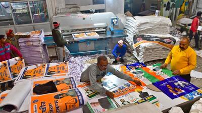 Curbs on political rallies ahead of the Punjab assembly elections has hit printing business hard in Ludhiana. (HT Photo)