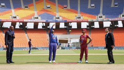 Rohit Sharma and Nicholas Pooran during the toss. (BCCI) Rohit Sharma and Nicholas Pooran during the toss. (BCCI)